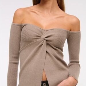 Abercrombie & Fitch Off the Shoulder Twist Crop Sweater
